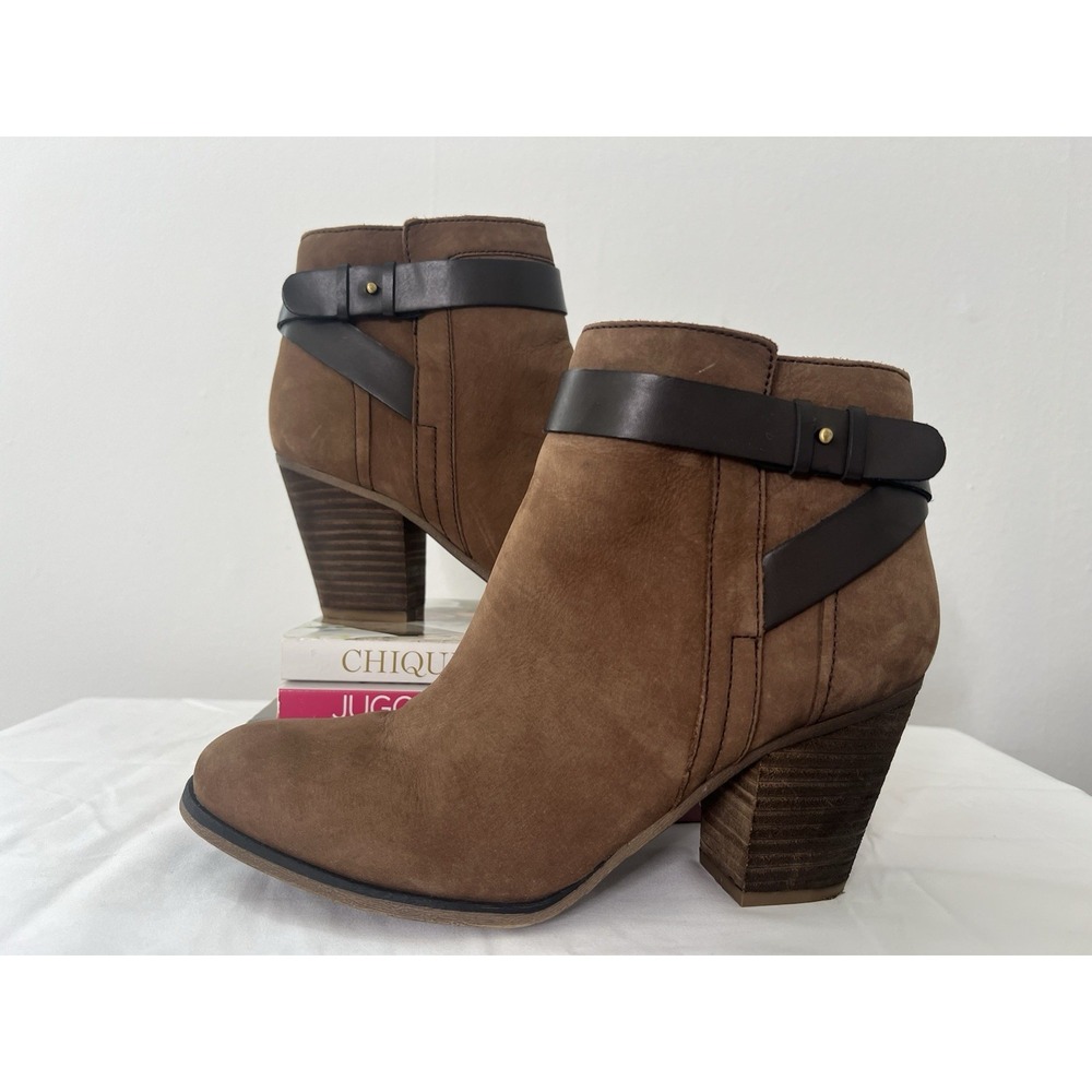 Franco Sarto Dotty Genuine Suede Leather‎ Womens Ankle Buckle Boots Booties 8.5